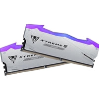 Patriot Viper Xtreme 5 DDR5 RAM kit, 48GB (2x24GB), 8000MT/s, CL38, featuring RGB lighting and sleek design. Patriot Viper Xtreme 5 DDR5 RAM kit, 48GB (2x24GB), 8000MT/s, CL38, featuring RGB lighting and sleek design.